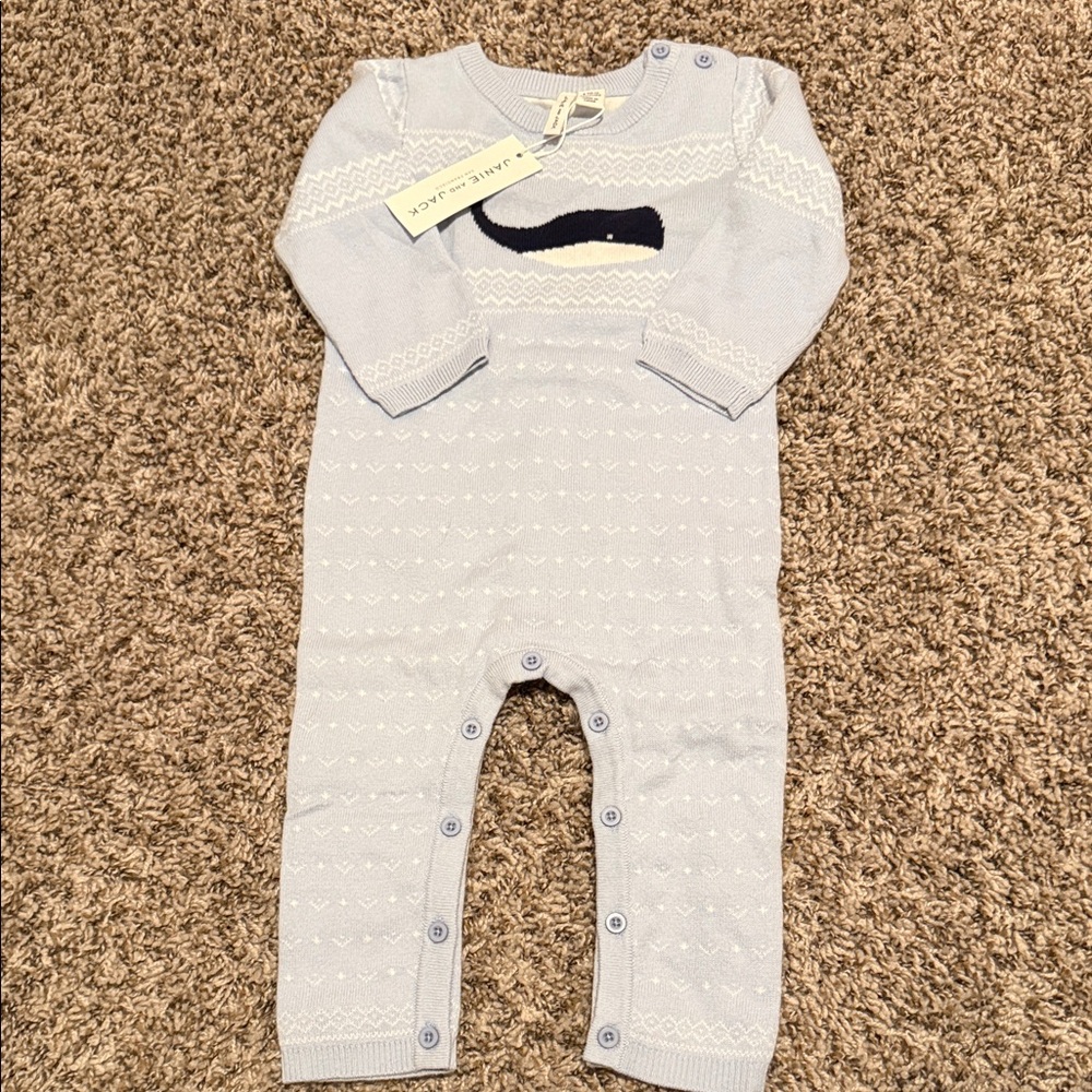 Janie and Jack Light blue Knit Baby Bodysuit